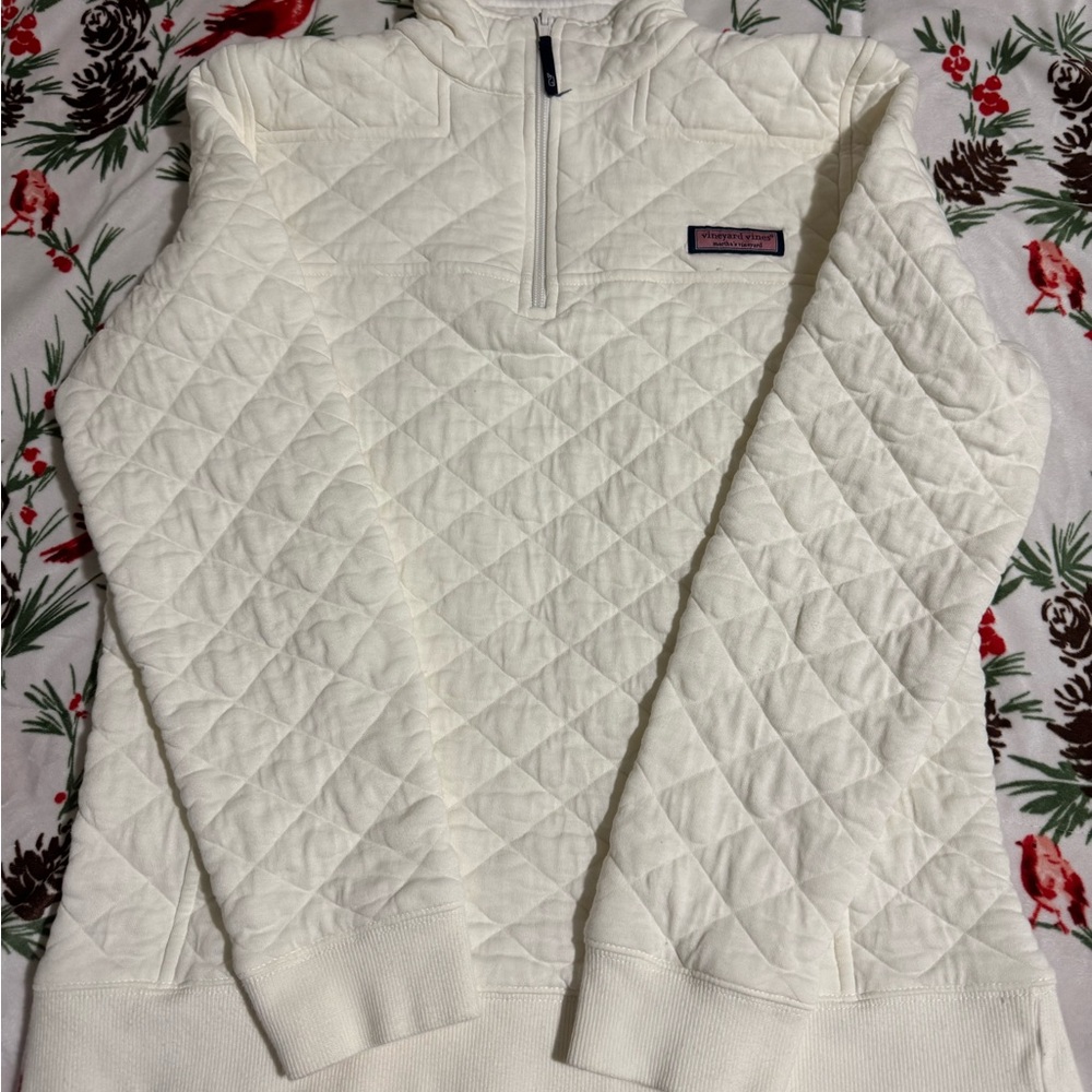 Vineyard Vines Cream Quilted Turtleneck Sweater